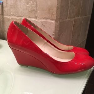 Red Patent Leather Wedges